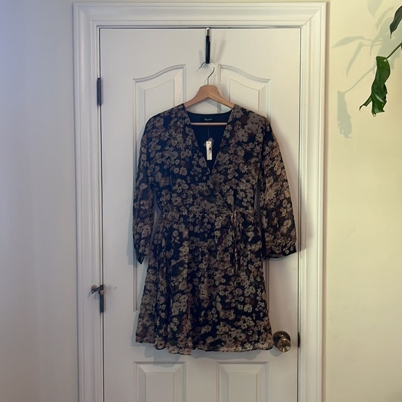 NWT Madewell | Drawstring Faux-Wrap Mini Dress in Daisy Reverie, Small, Boho - Picture 7 of 14